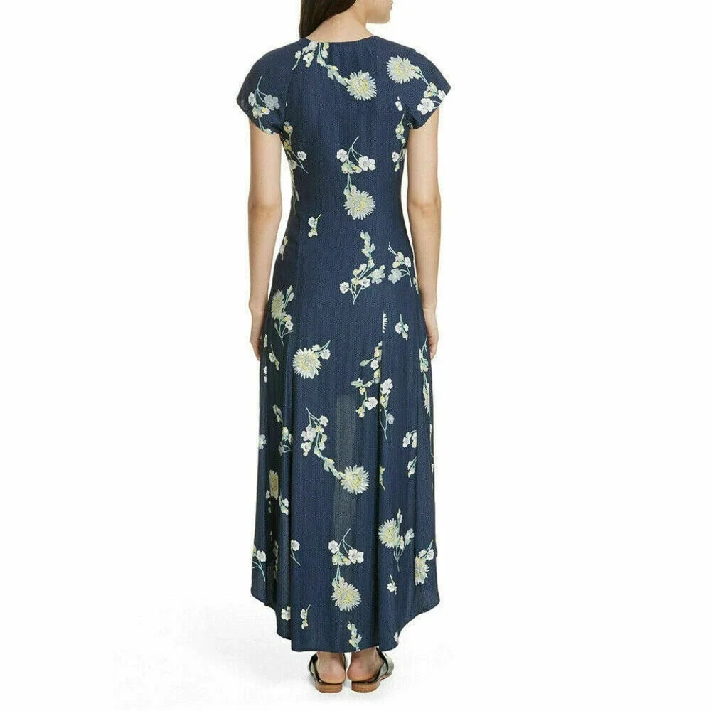 Free People Women's Navy Blue Lost In You Floral Midi Dress Size Small
